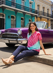 Hand Tie Dyed Sea Green Top for Women (W1528)