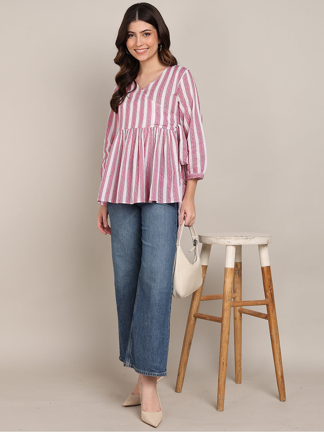 Women Casual Striped Cotton Regular Fit Top (1680)