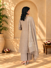 Jaipurhues Luxe Brown Mulchanderi Festive Kurta Set | Kurta Bottom Dupatta (W10002)