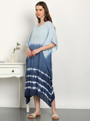Women Tie & Dye Rayon Crepe Kaftan Dress (W1721)