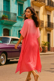 Hand Dyed Loose Fitted Crepe Kaftan Kurta (W1441)