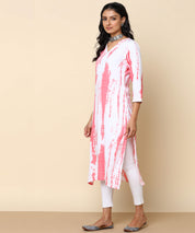Rayon Tie Dye Pink Straight Kurta (W1307)