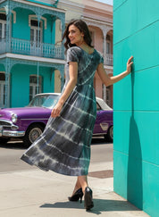 Rayon Tie Dye White Party wear Dress (W1279)