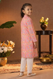 Printed Cotton Kurta Pyjama Set For Girls (K11087)