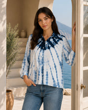 Women Rayon Staple Tie & Dye Spread Collar Regular Fit Shirt (W1772)