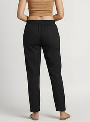 Cotton Solid Regular fit Casual Pant For Women (W1713)