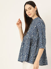 Printed Cotton Blue Top (W1343)