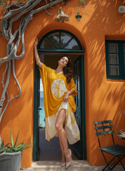 Hand Dyed Loose Fitted Crepe Kaftan Kurta (W1433)