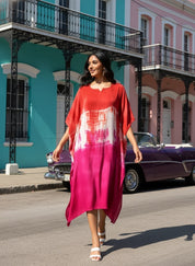 Rayon Crepe Tie Dye Brown Kaftan Dress (W1189)