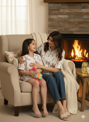 Women Printed Shirt With Matching Kids Shirt & Shorts Set Mother Daughter Combo (COMBOMD9030)