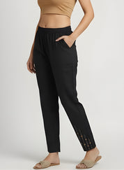 Cotton Solid Regular fit Casual Pant For Women (W1713)