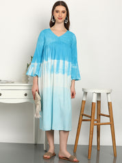 Women Hand Tie & Dye Rayon A-Line Dress (W1733)