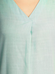 Women Aqua Blue Solid Rayon Casual Top (W1785)