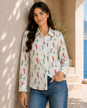 Women Casual Digital Printed Cotton Regular Fit Shirt (W1678)