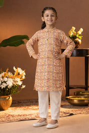 Printed Cotton Kurta Pyjama Set For Girls (K1054)