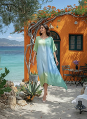 Hand Dyed Loose Fitted Crepe Kaftan Kurta (W1443)