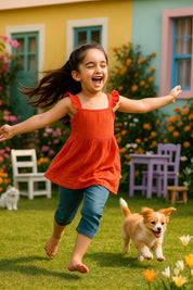 Cotton Frill Shoulder Plain Top for Girls (K1007)