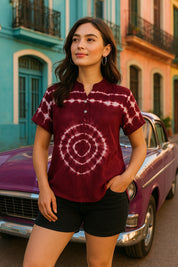 Tie Dyed Fitted Rayon Top for Women (W1463)