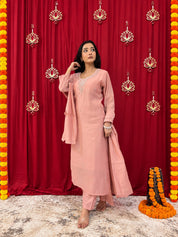 Maaesa Luxe Pink Mulchanderi Festive Kurta Set | Kurta Bottom Dupatta (W10010)