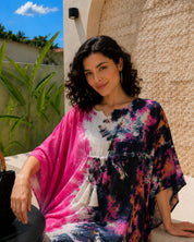 Women Hand Tie & Dye Rayon Crepe Kaftan (W1233)