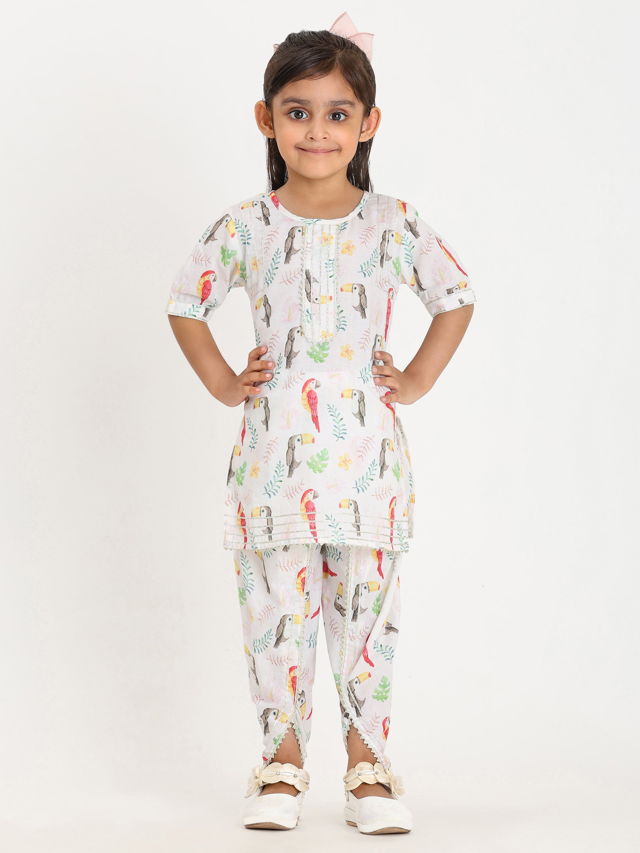 Women Printed Shirt With Matching Kids Kurta Set Mother Daughter Combo (COMBOMD9028)