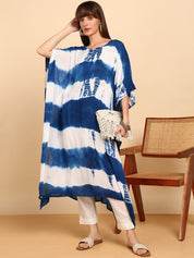 Women Hand Tie & Dye Rayon Crepe Kaftan (W1754)