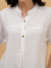 Women White Solid Rayon Casual Top (W1789)
