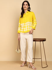 Women Casual Rayon Staple Tie & Dye Spread Collar Full Sleeves Relaxed Fit Shirt (W1690)