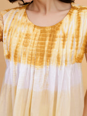 Women Brown-White Tie & Dye Camric Casual Top (W1804)