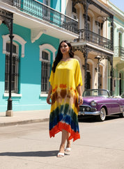 Rayon Crepe Tie Dye Kaftan Dress (W1202)