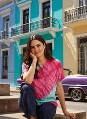 Hand Tie Dyed Sea Green Top for Women (W1528)