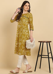 Women Cotton Floral Printed Straight Kurta (W1737)