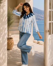 Women Rayon Staple Tie & Dye Spread Collar Regular Fit Shirt (W1772)