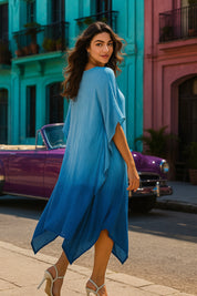 Hand Dyed Loose Fitted Crepe Kaftan Kurta (W1439)