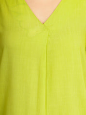 Women Green  Solid Camric Casual Top (W1825)