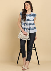 Women Casual Tie & Dye Cotton Flared Top (W1726)