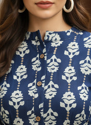 Women Casual Block Printed Cotton Regular Fit Shirt (W1674)