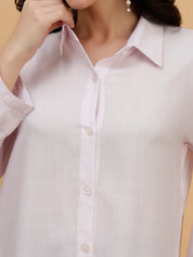 Women Whitish Pink Solid Rayon Regular Fit Shirt (W1784)