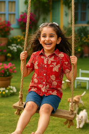 Floral Printed Cotton Shirt for Girls (K1027)