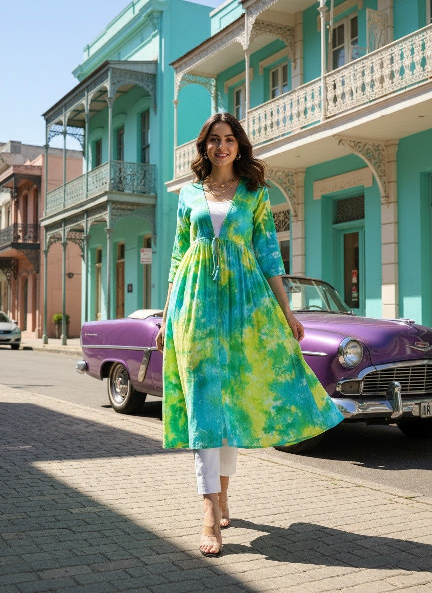 Hand Dyed Cap Dress for Women (W1494)