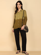 Women Casual Rayon Crepe Tie & Dye Spread Collar Full Sleeves Relaxed Fit Shirt (W1711)