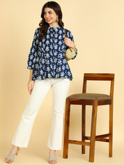 Women Casual Block Printed Cotton Regular Fit Shirt (W1674)