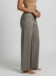 Cotton Solid Regular fit Casual Pant For Women (W1714)