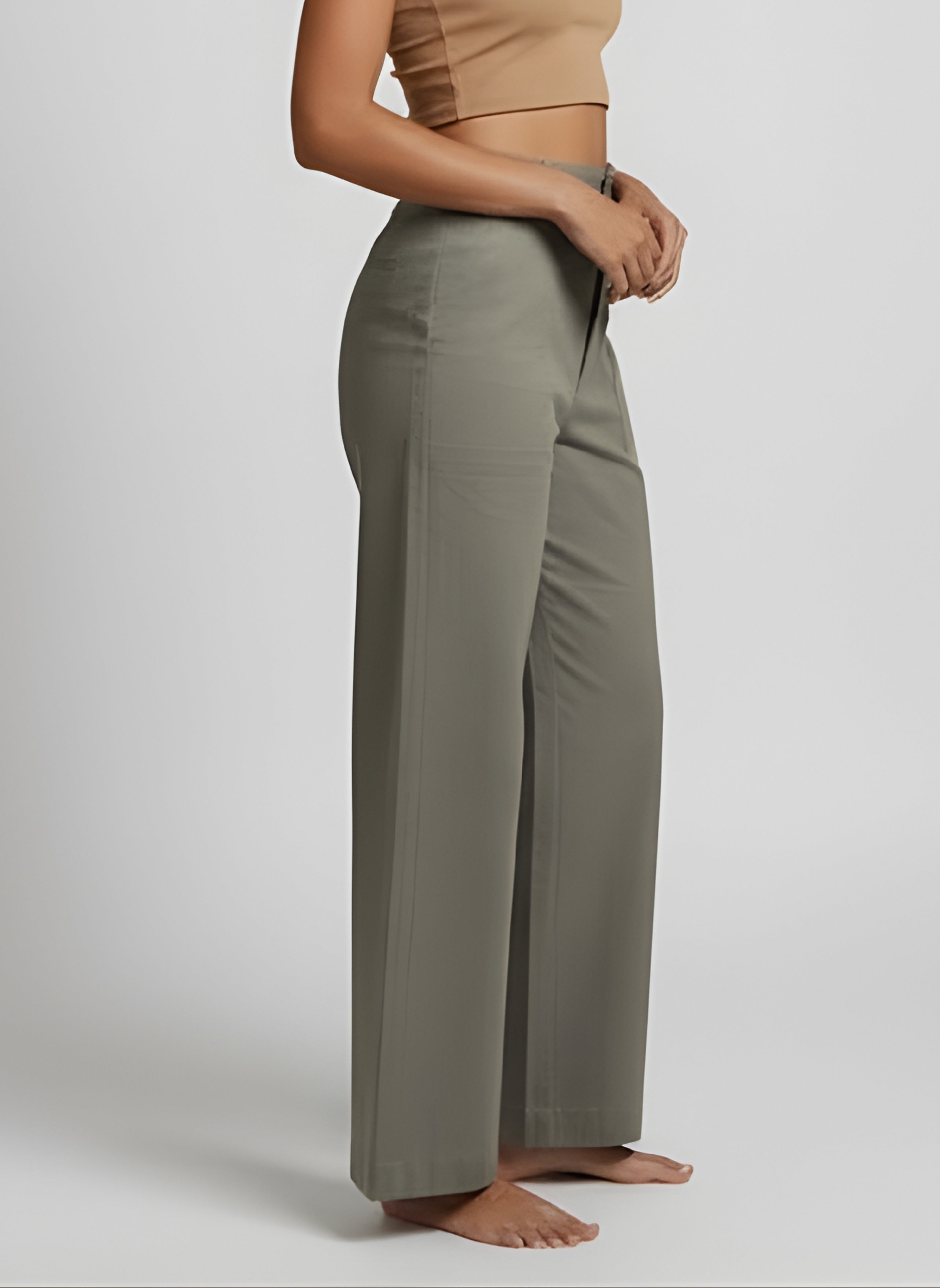 Cotton Solid Regular fit Casual Pant For Women (W1714)