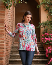 Women Rayon Blue Tie & Dye Regular Fit Shirt (W1567)