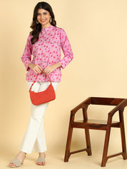 Women Casual Trpical Printed Cotton Regular Fit Shirt (W1677)