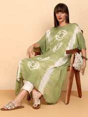 Women Hand Tie & Dye Rayon Crepe Kaftan (W1758)
