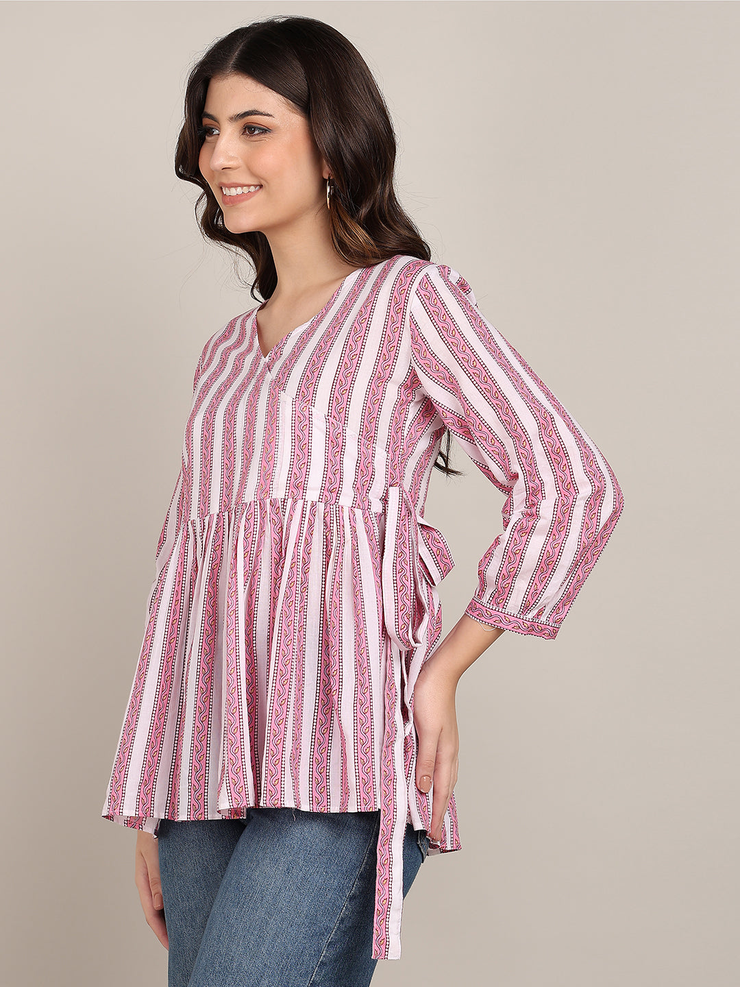 Women Casual Striped Cotton Regular Fit Top (1680)