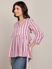 Women Casual Striped Cotton Regular Fit Top (1680)