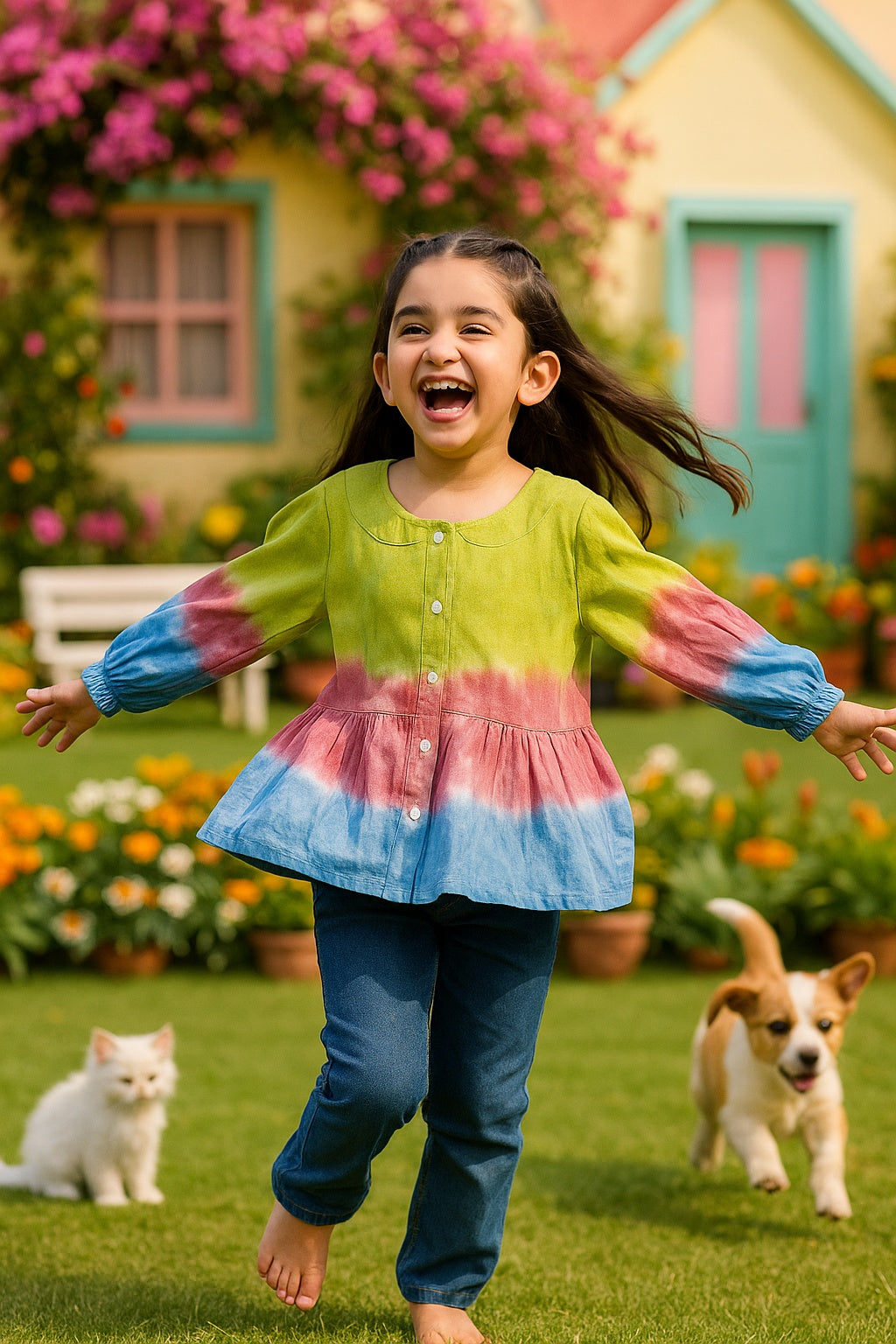 Hand Tie Dyed Shirt for Girls (K1001)